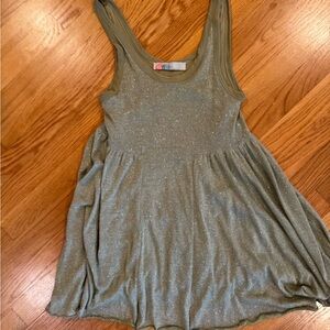 Free People Glittery Olive Green Women's Tank Swing Dress
